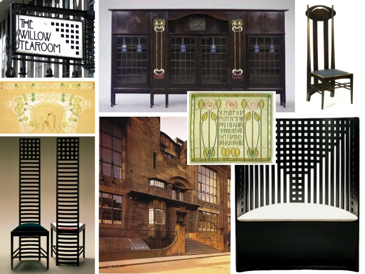 Architecture, interior design and furniture design featuring the Glasgow Style aka Scottish Style