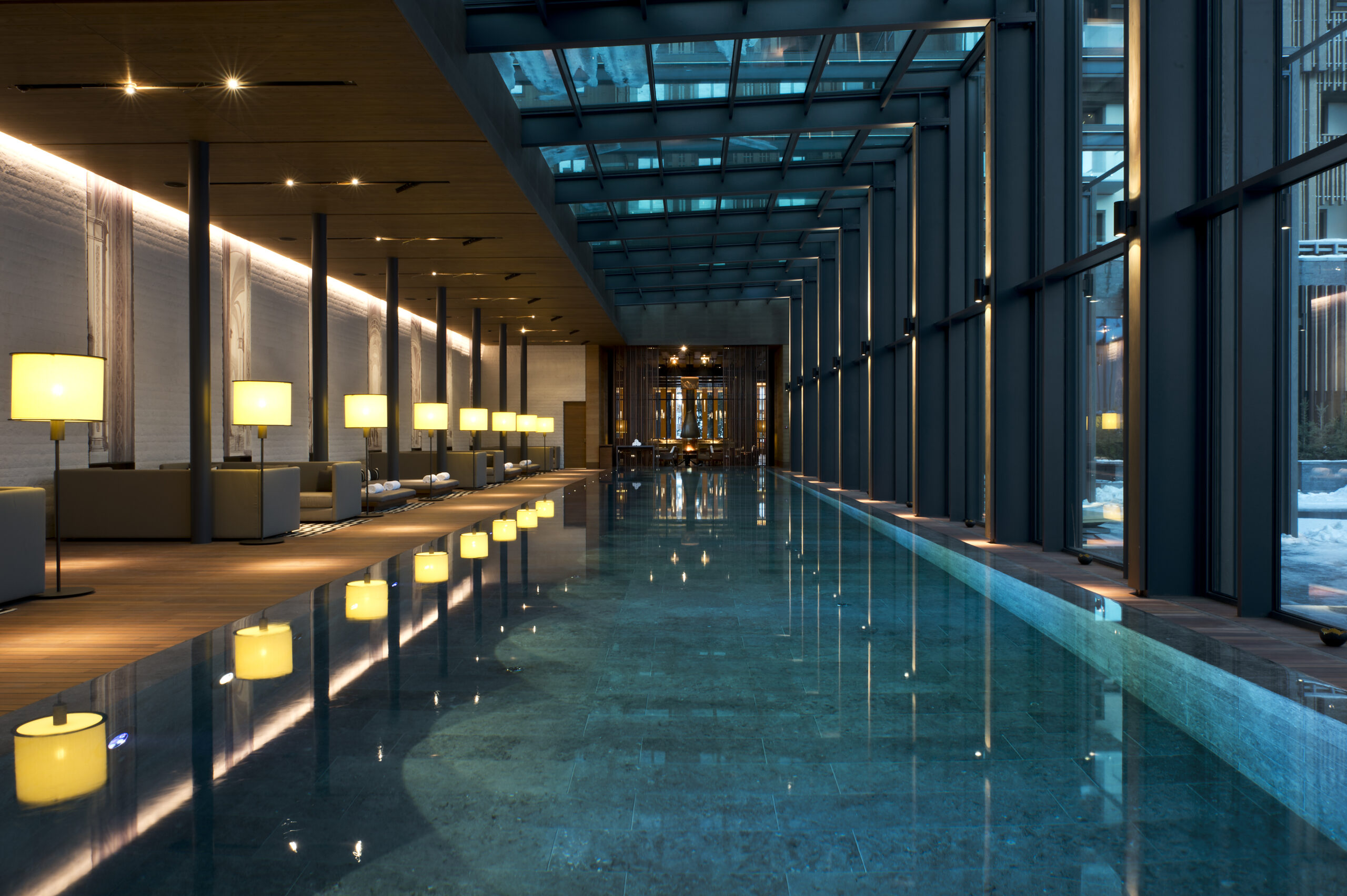 Indoor pool by night