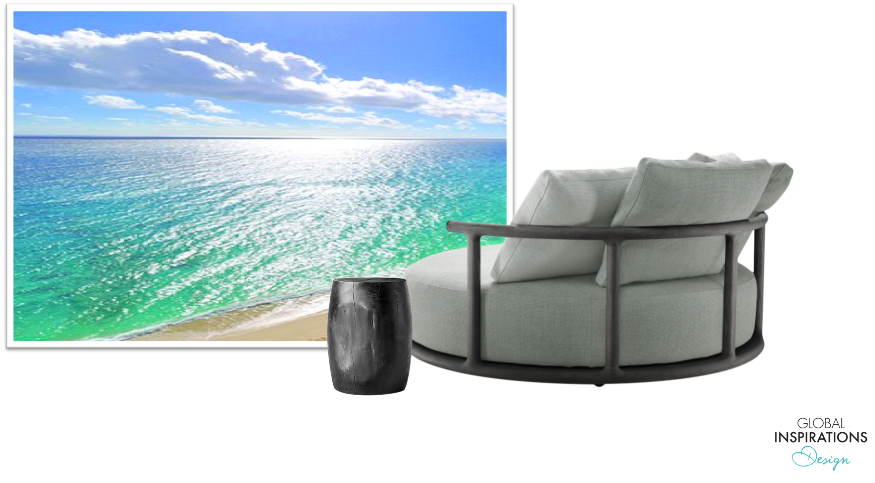 Lounge overlooking the Caribbean Sea 