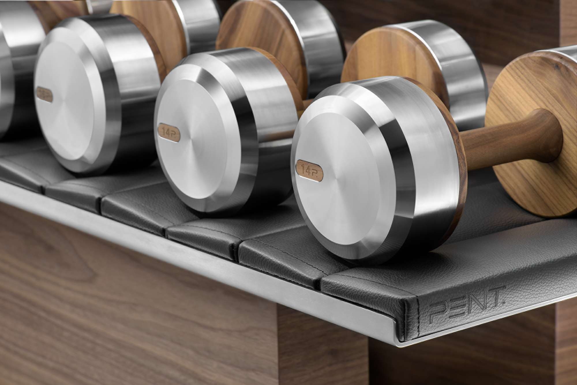 Luxury dumbbells made of wood and stainless steel