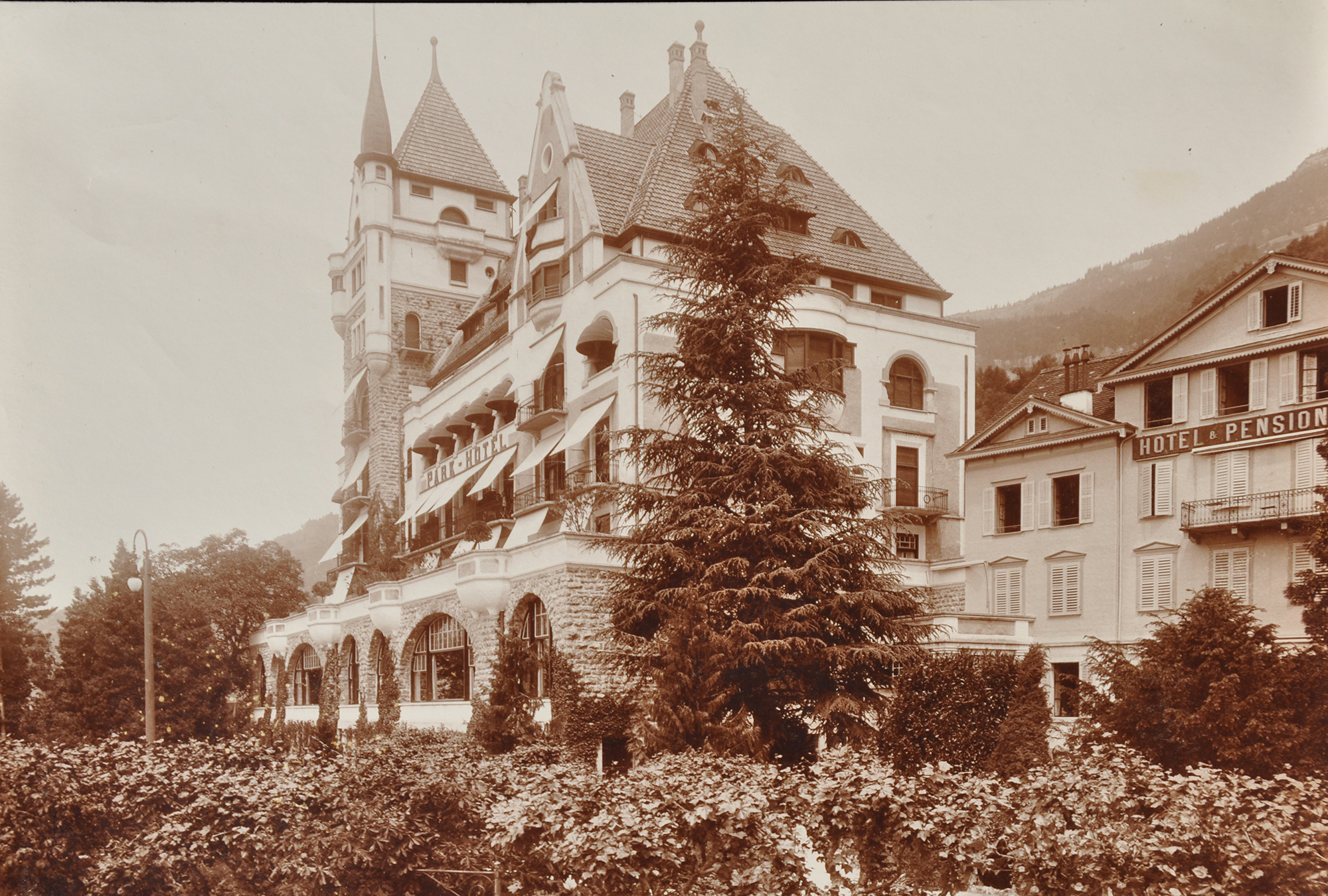 Park Hotel Vitznau historical building resembling a fairytale castle