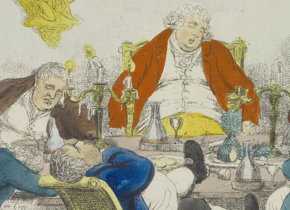 illustration of a 17th century dinner scene